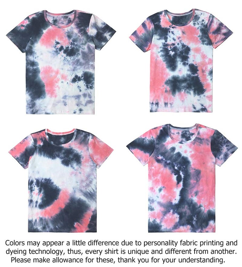 YITAN Women Casual Tie Dye Printed Tee Shirts Grey Red X-Large - Image 3